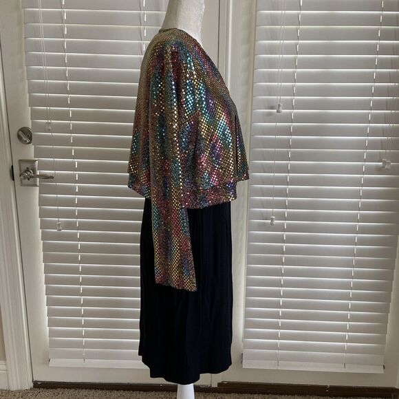 BETSY'S THINGS Vintage Size 14 Black Sheath Semi-Formal Dress With Sequin Jacket - Picture 2 of 12